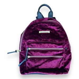 Steve Madden Crushed Velvet Small Backpack in Wine Red Purple